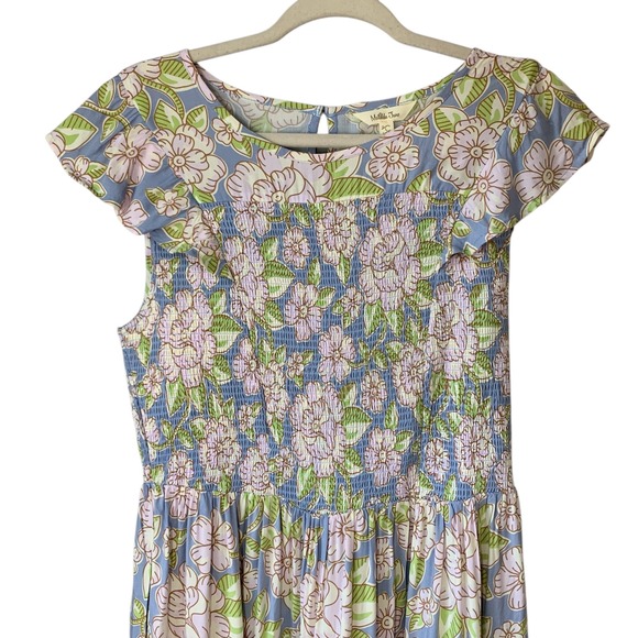 Matilda Jane cottage core‎ smocked  floral ruffle cap sleeve midi dress. Size L - Picture 4 of 11
